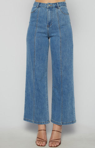 Front Seam Detail Denim Jeans