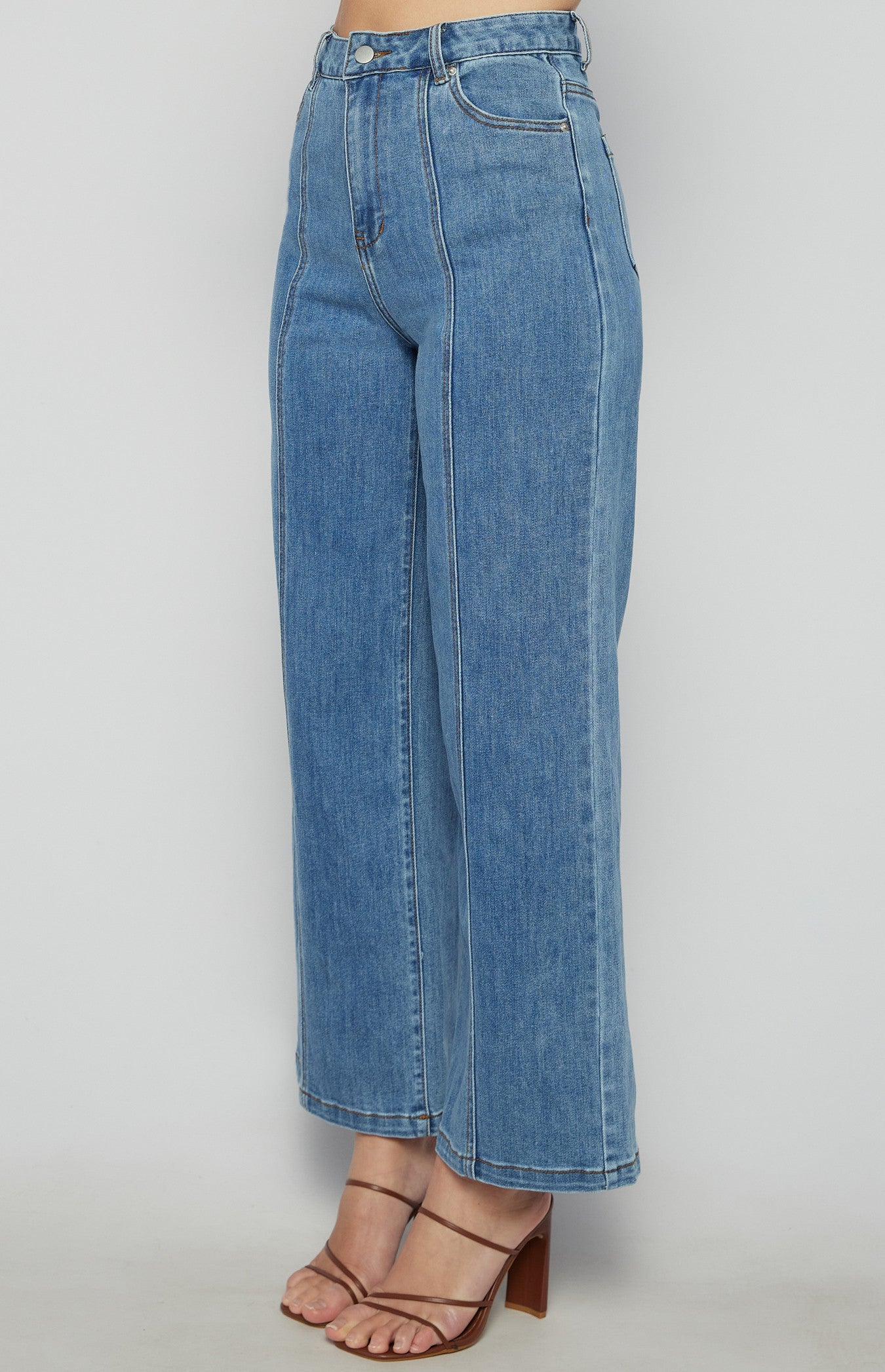 Front Seam Detail Denim Jeans