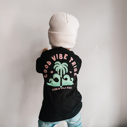 Good Vibe Tribe Black Kids Tshirt