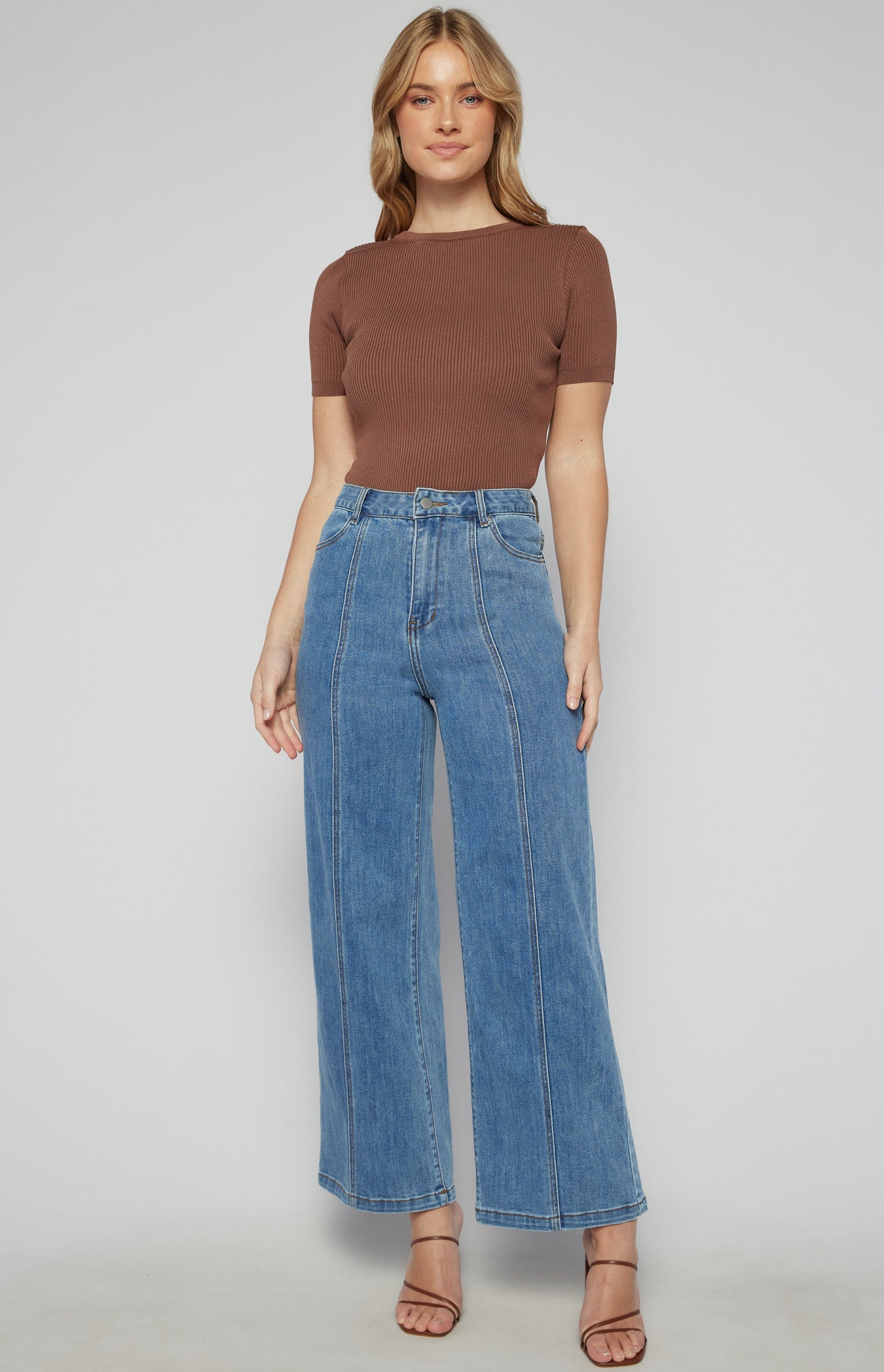 Front Seam Detail Denim Jeans